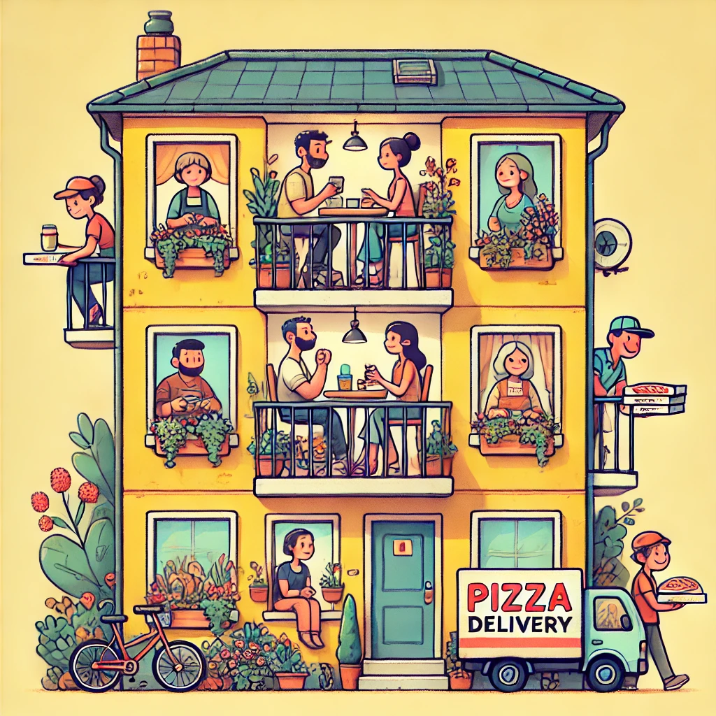 Illustration of a classroom with students interacting