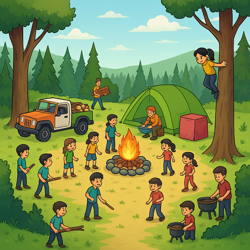 Illustration of a classroom with students interacting
