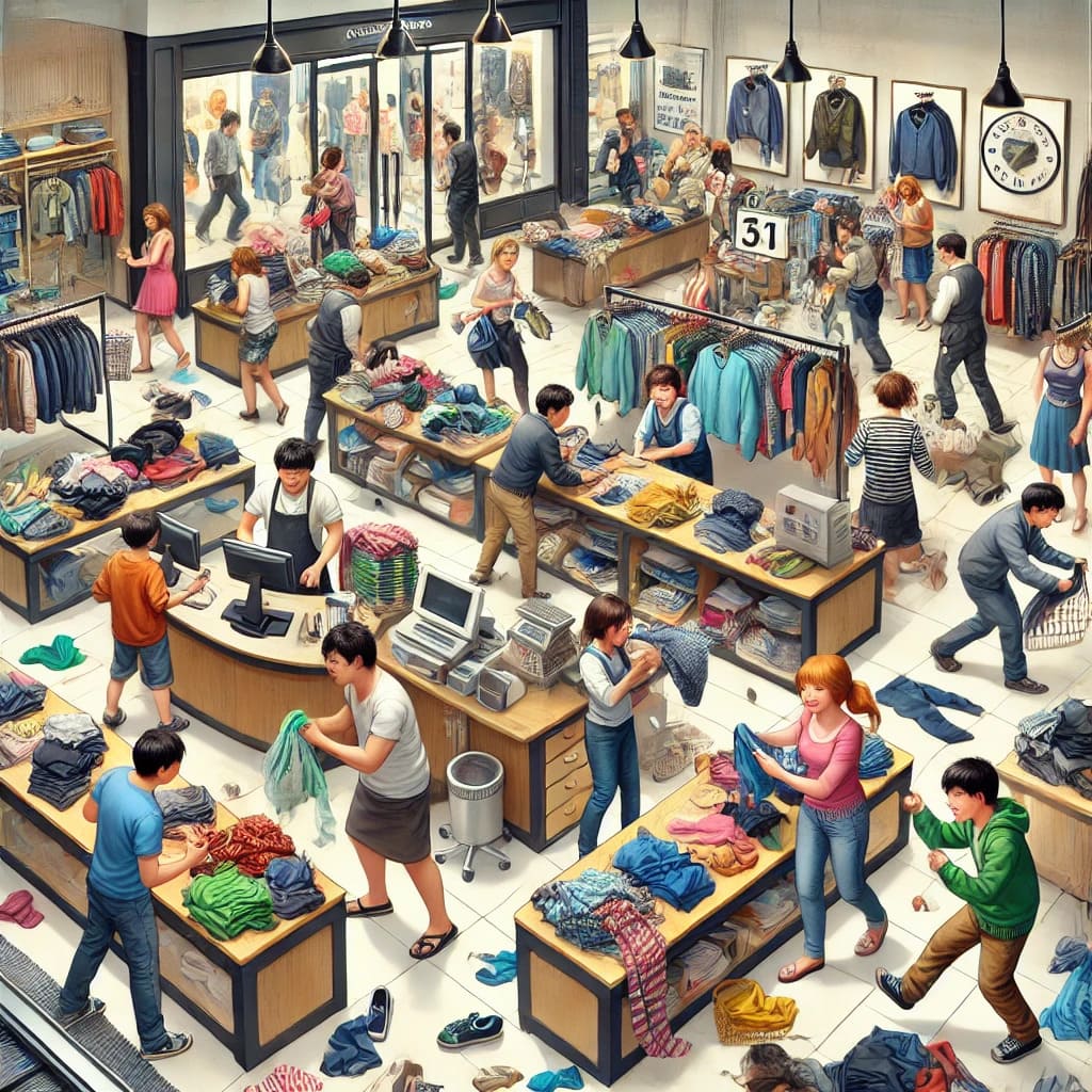 Illustration of a classroom with students interacting